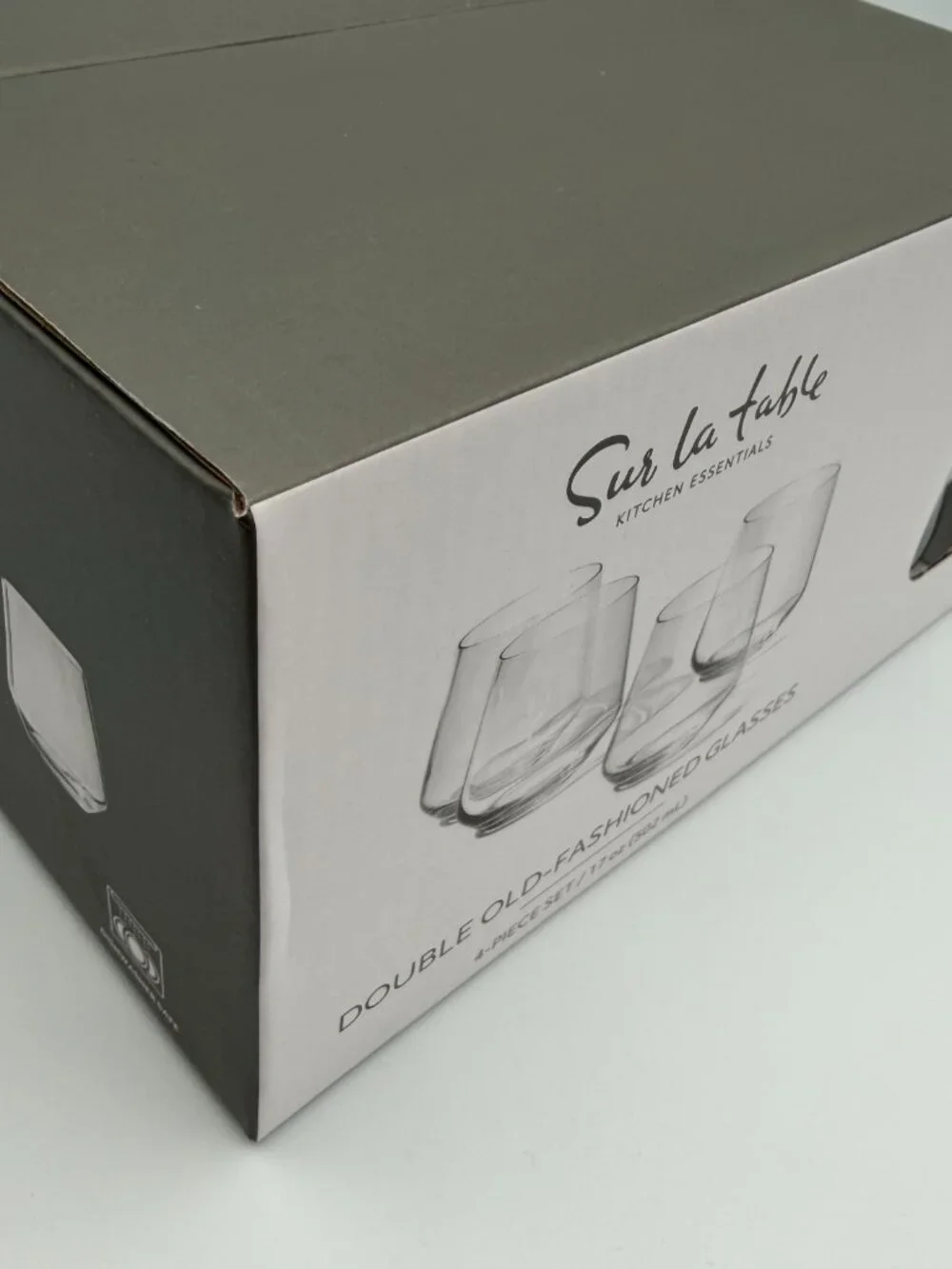 Sur La Table Kitchen Essentials Double Old-Fashioned Glasses 17oz Set of 4 NIB